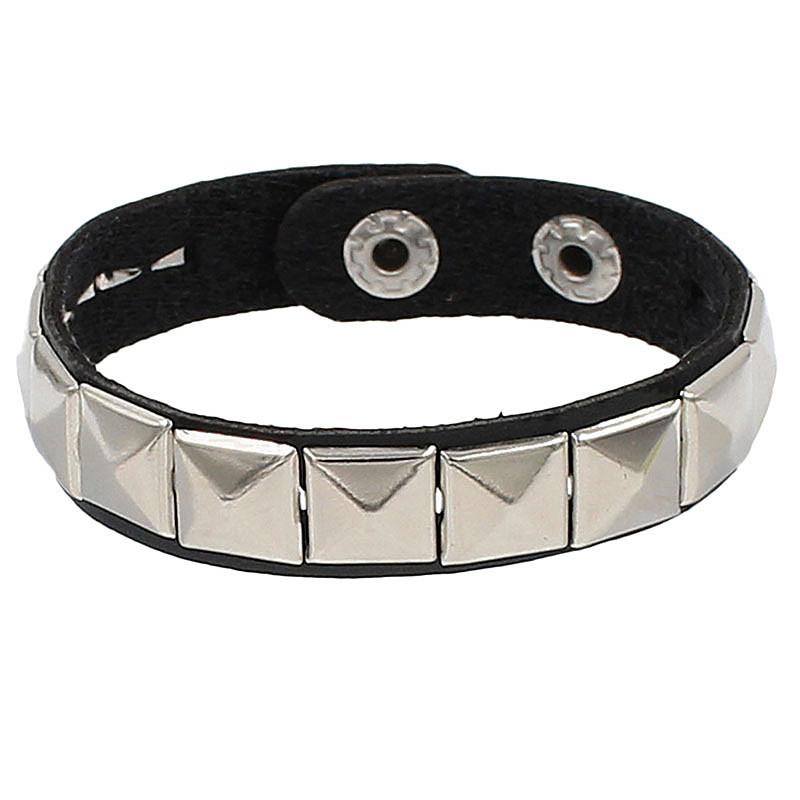 New Unique 3 Row Cuspidal Spikes Rivet Stud Wide Cuff Leather Punk Gothic Rock Unisex Bangle Bracelet Men Jewelry