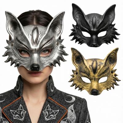 Helovino kaukė cosplay, lapės kaukė, tinkama kostiumų vakarėliams, karnavalo tematikos vakarėliams, unisex cosplay kostiumų aksesuarai