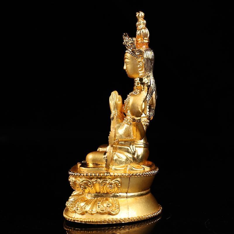 Tibetan Miniature Buddhist Figures Golden Engraved Variety Shapes Alloy Handicraft Tantric Home Gift Altars Desktop Decorative