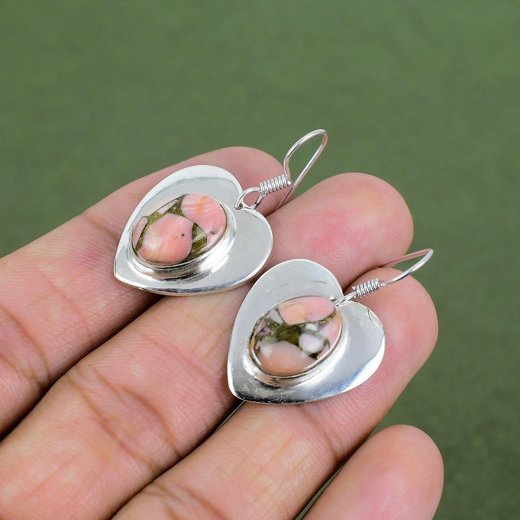 Copper Pink Opal Earring 925 Sterling Silver Earring Handmade Jewelry Original Gemstone Earrings Silver Jewelry Gifts For Mom Unique Earring