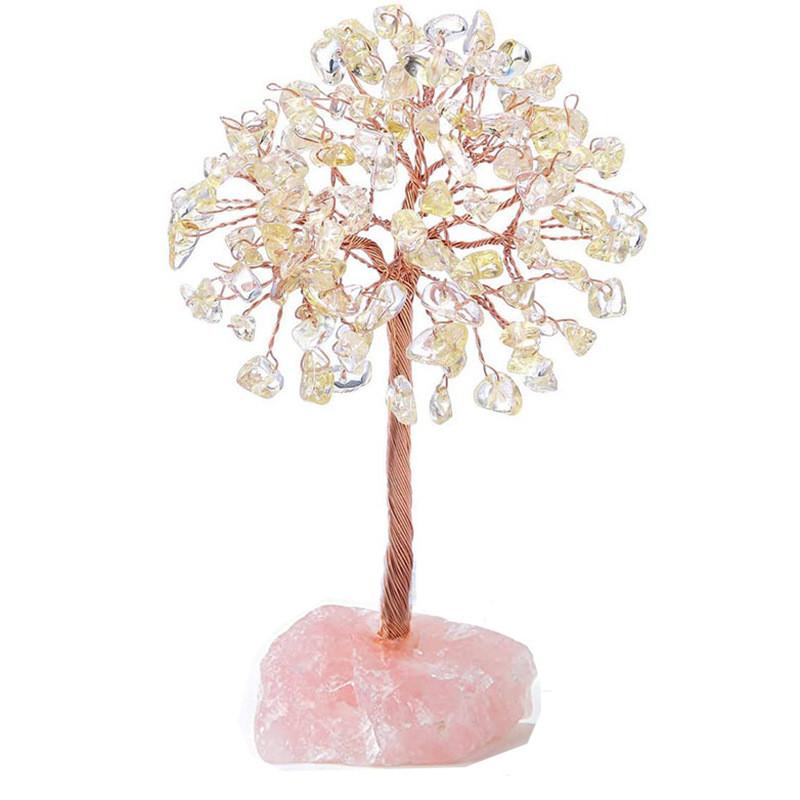 Natural Crystal Colorful Tree Ornament Irregular Base Craft Tabletop Decoration