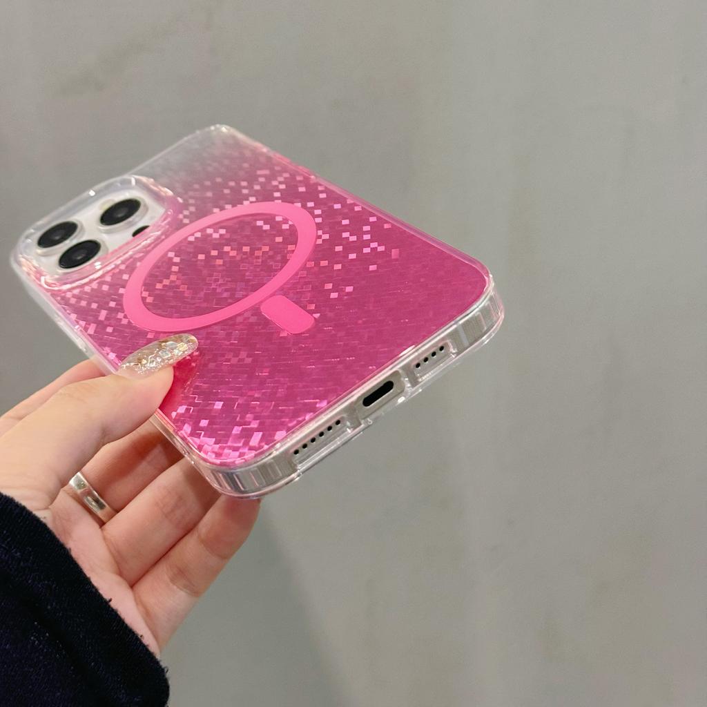 For iPhone 15 Pro Max Magnetic Case Geometric Rhombus IMD PC+TPU Phone Cover