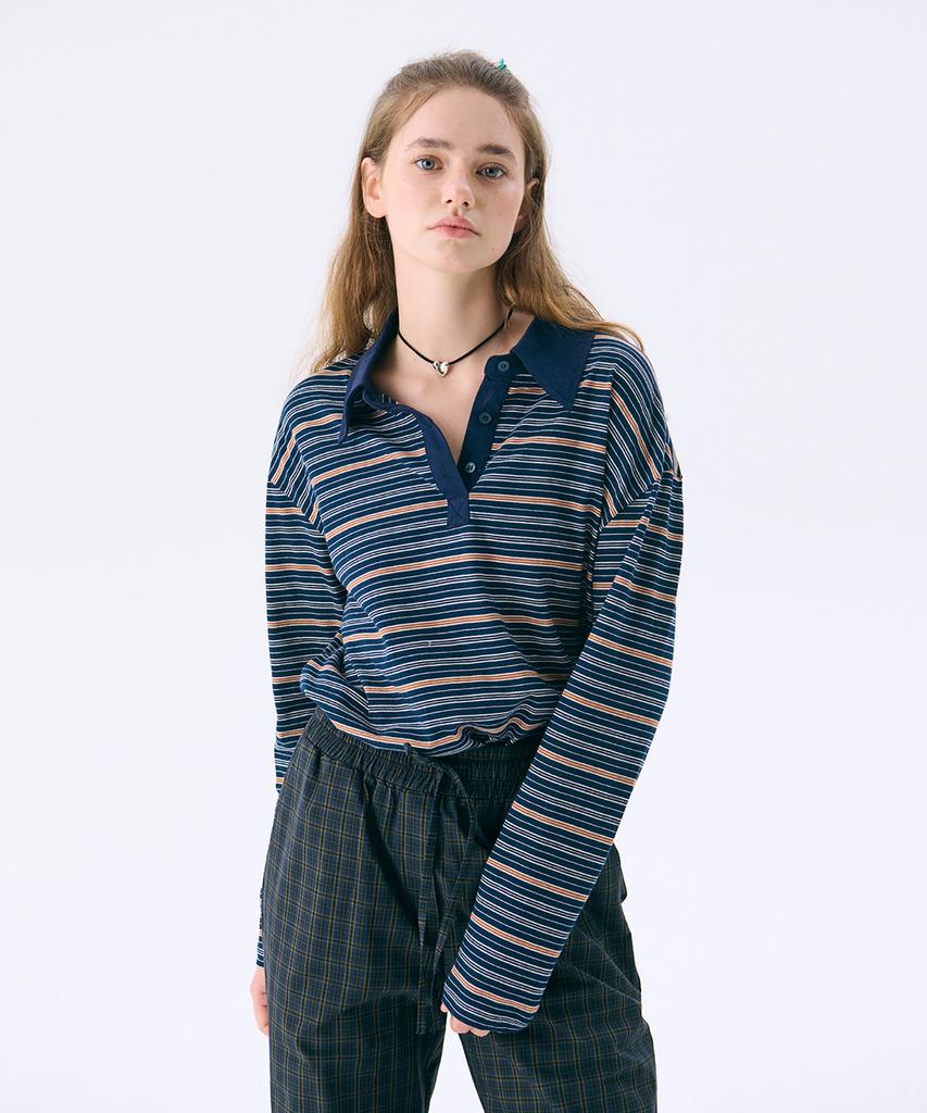 JUNEJUNE SPACE Regular Fit Rugby T_Navy