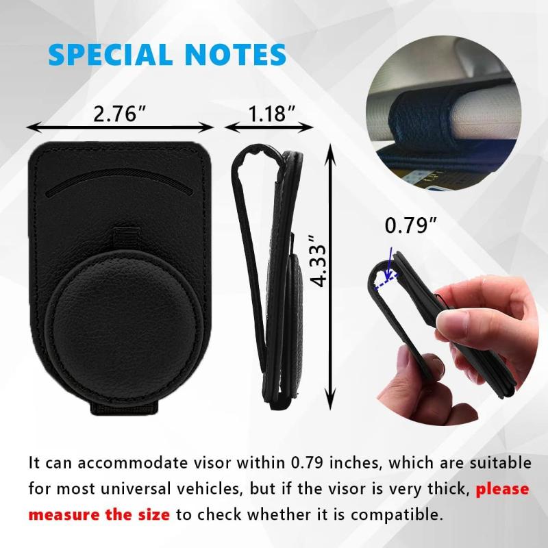 Sunglass Holder for Car Visor,Magnet Sunglasses Holder for car,Leather Car Sunglass Holder,Visor Sunglasses Clip with Storing Glasses Cards