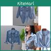 Camicia di Jeans Casual da Donna con Stampa 3D e Colletto Polo per la Moda Primaverile
