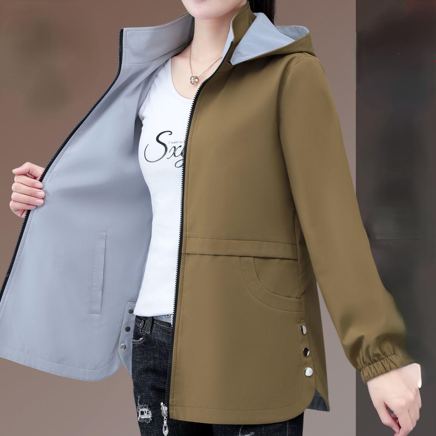 

Ветровки с капюшоном, Куртки оверсайз, Женская модная верхняя одежда на весну-осень для мам, Женские топы 2XL