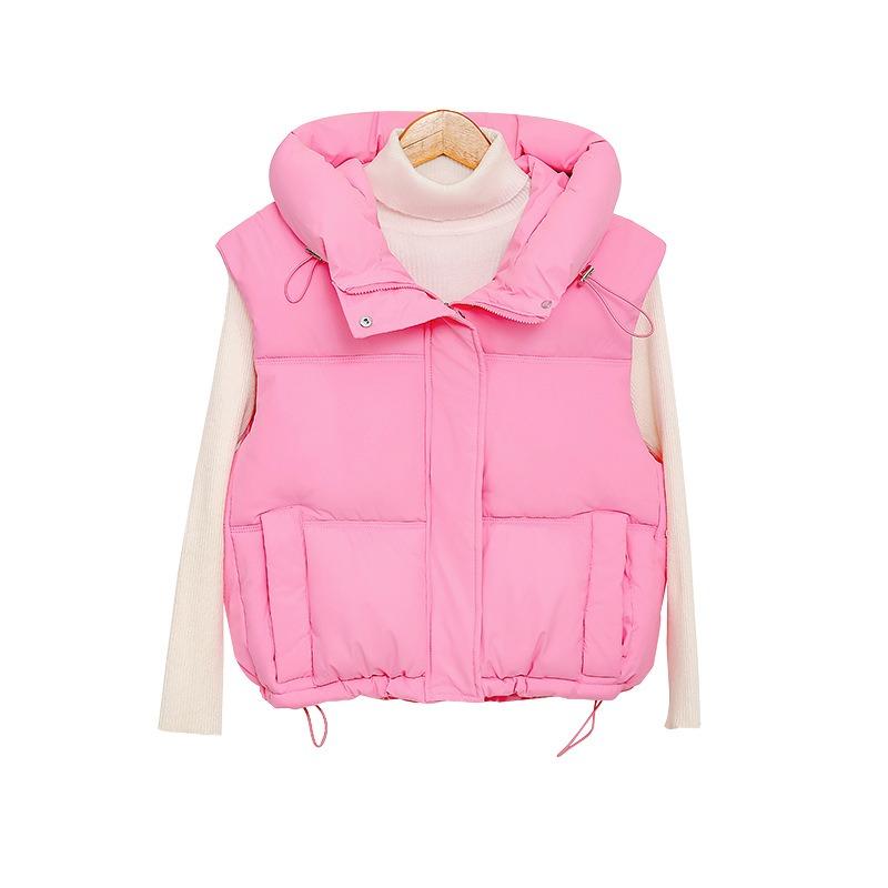 Cotton vest women's short autumn and winter new hooded vest outer wear versatile loose thickened thermal vest jacket