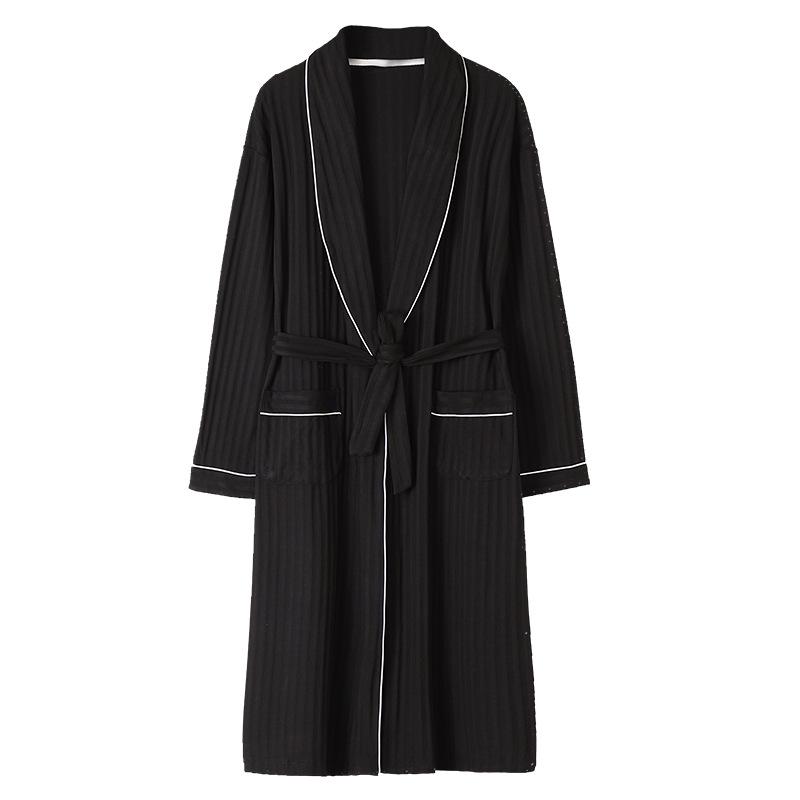 Men's Arctic Velvet Long-Sleeved Cotton Bathrobe - Spring & Autumn Style, Mid-Length, Plus Size, Youth Homewear