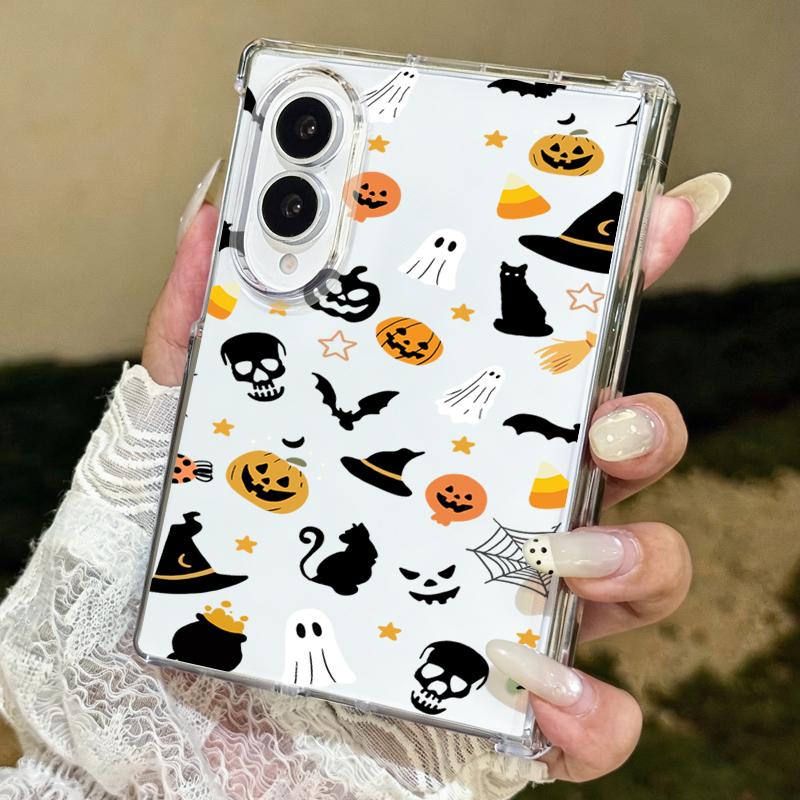 Halloween Ghost Pumpkin Case For Samsung Z Fold 8 Ultra 7 6 5 4 Clear PC Slim Hard Folding Phone Cover For Galaxy Z Fold8 Fold7 Fold6 Fold5