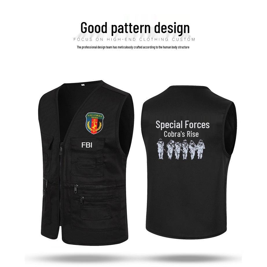 Custom Logo Multi-Pocket Volunteer Vest for Photography and Film Crew.