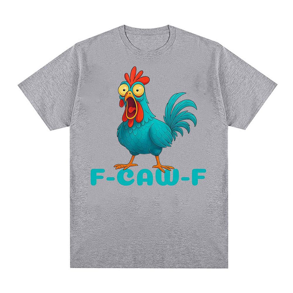 Funny Rooster Graphic T Shirt F-CAW-F Chicken Humor Meme T Shirts Men Women Vintage Cartoon 100% Cotton T-shirts Tops Streetwear