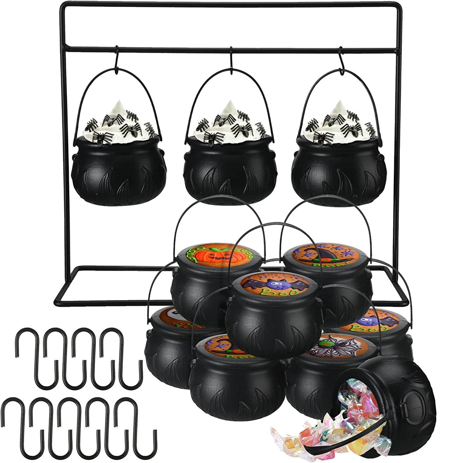 

Мини для вечеринки на Хэллоуин/ Конфетница в виде банки ведьмы Черное пластиковое ведро Подставка Настольные украшения Садовое украшение One Size