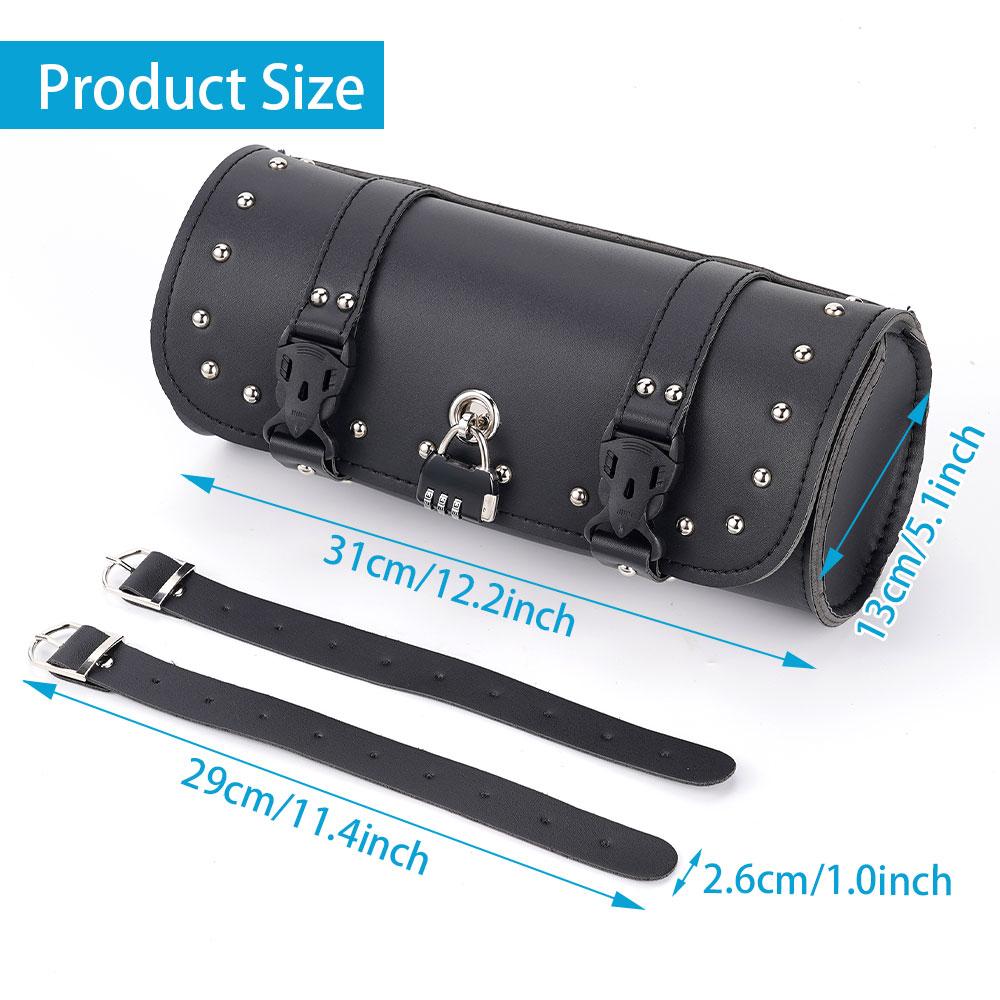 Motorcycle Handlebar Bag Side Bag Tool Bag Faux Leather Waterproof Saddlebag Side Pannier Hanging Bag Head Bag Tail Bag Black