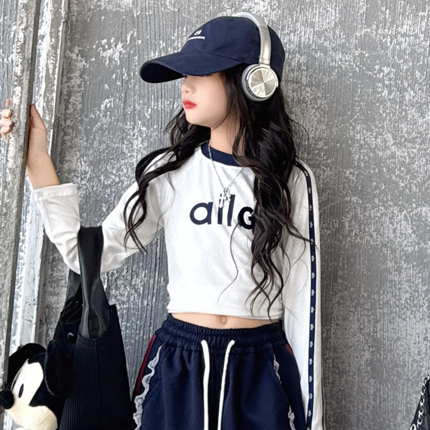 

Autumn 2025 Girls Lace Knit Sweatpants - Casual Sportswear for Kids 170 cm