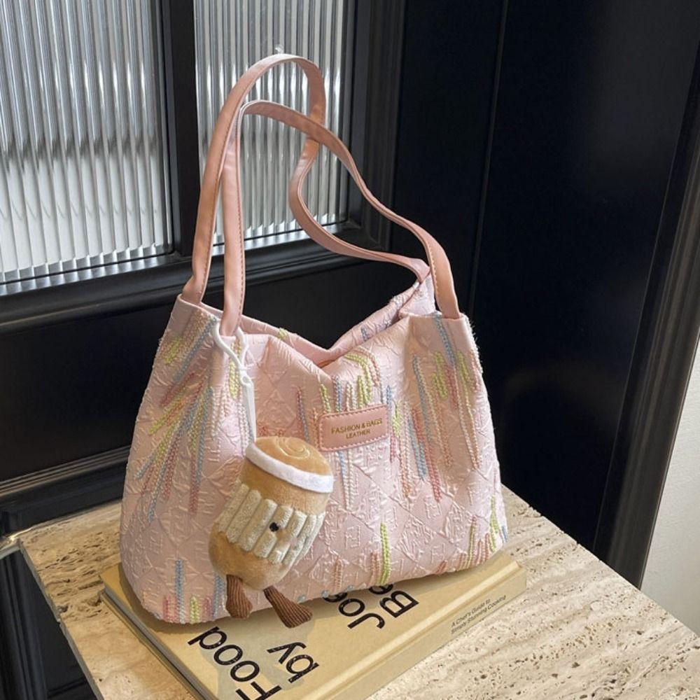 Large Capacity Nylon Underarm bag Korean Style Striped Tote Bag Shoulder Bag Women  Office Worker