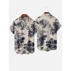 Men's Hawaiian Plant Print Shirts Vacation Vintage Leaf Fashion Summer Button Shirt Beach Casual Lapel