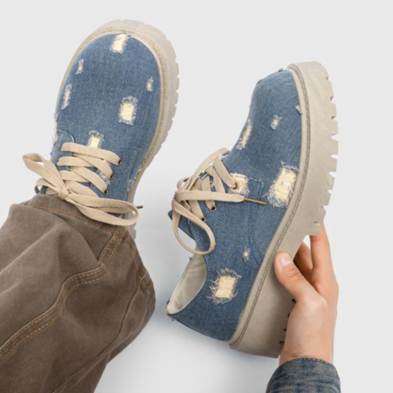 Fashion shoes for men denim big head boot retro high quality low-top thick-soled men shoes outdoor leisure men sneaker zapatillas hombre