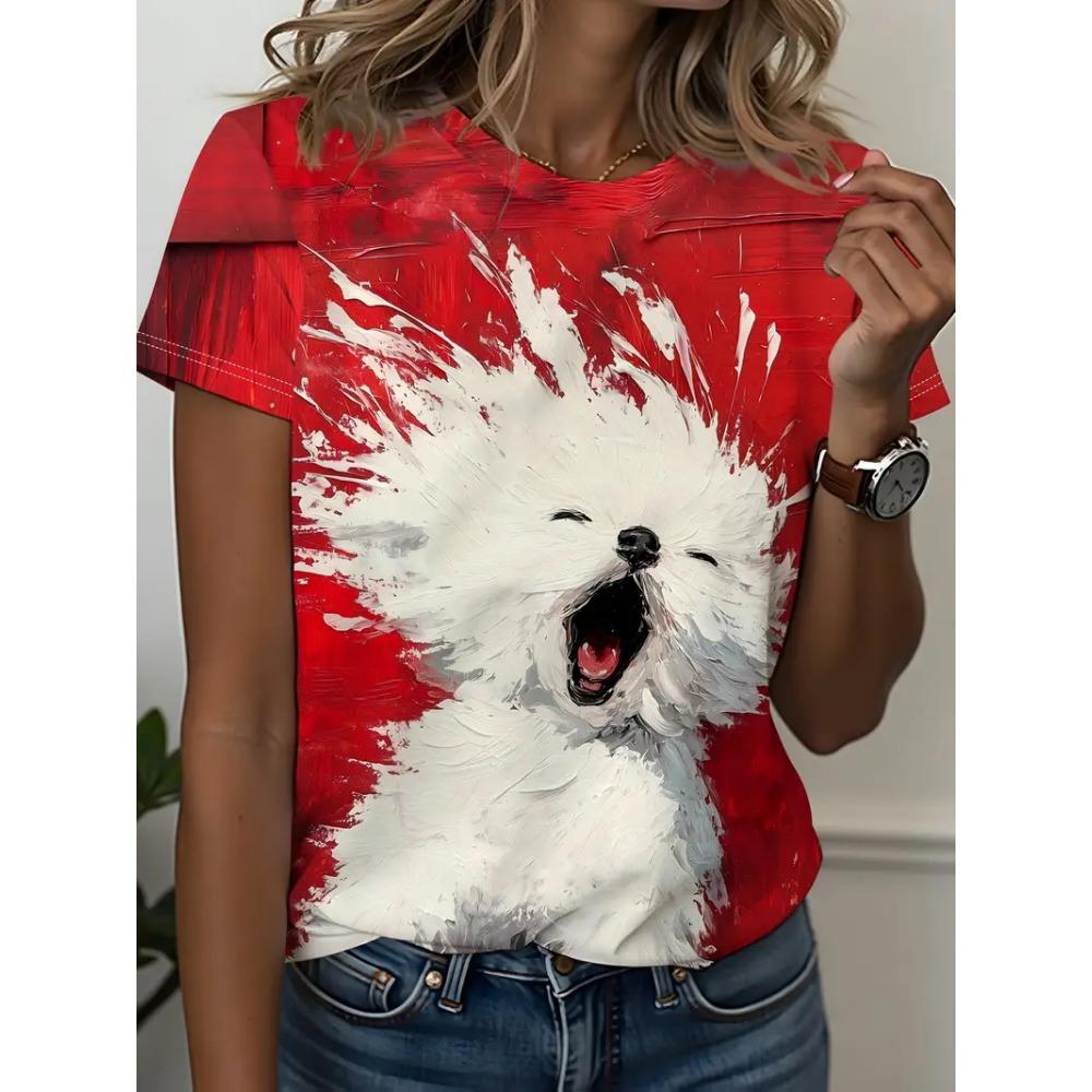 Men's Animal Funny T Shirt Short Sleeve T Shirt 3D Printed O-Neck Shirt Jesus Cat Rabbit Graphic Summer Casual Clothing Apparel