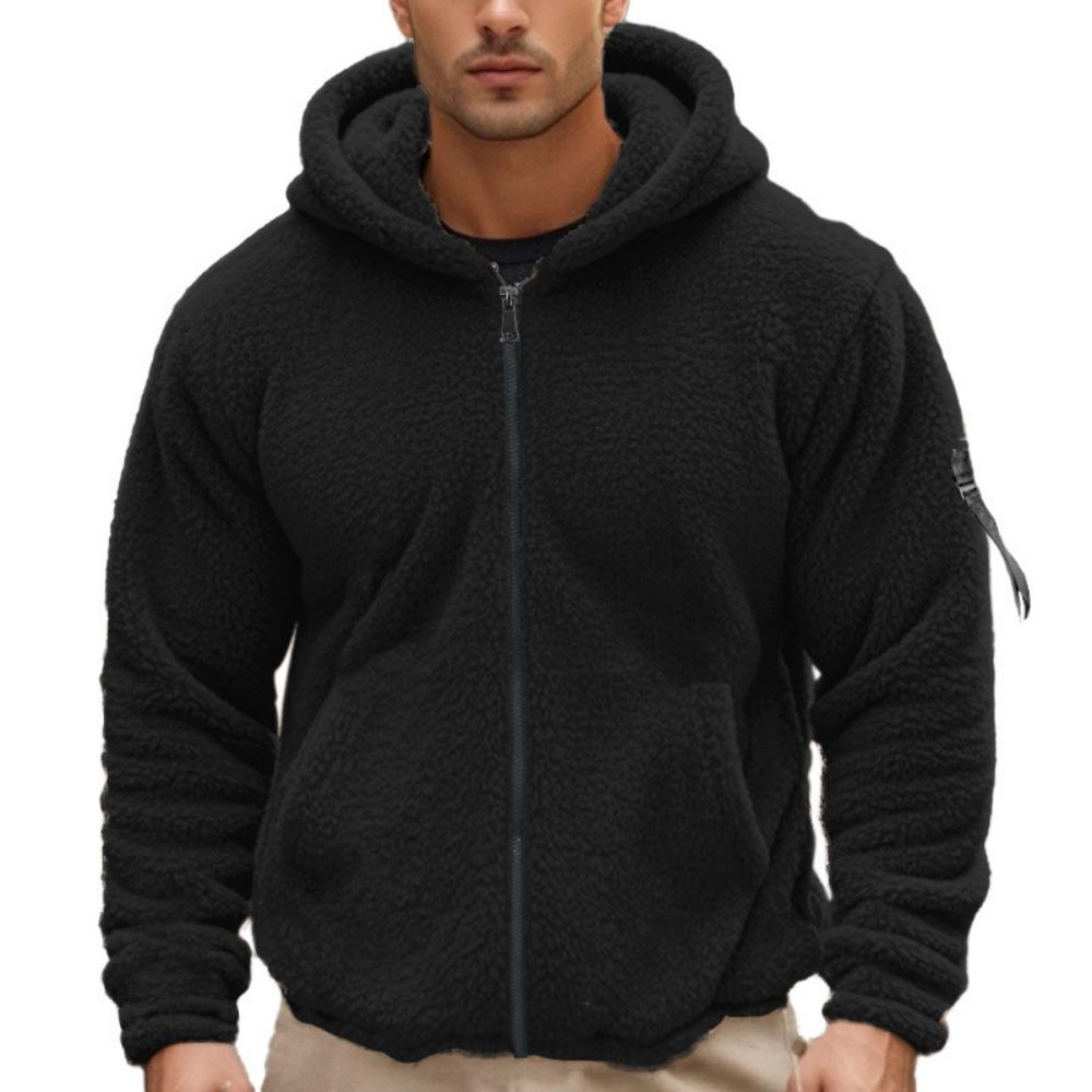 

American Men s Double-Sided Arctic Fleece Loose Hooded Zipper High Street Trend Sweater Jacket Men s XXXL