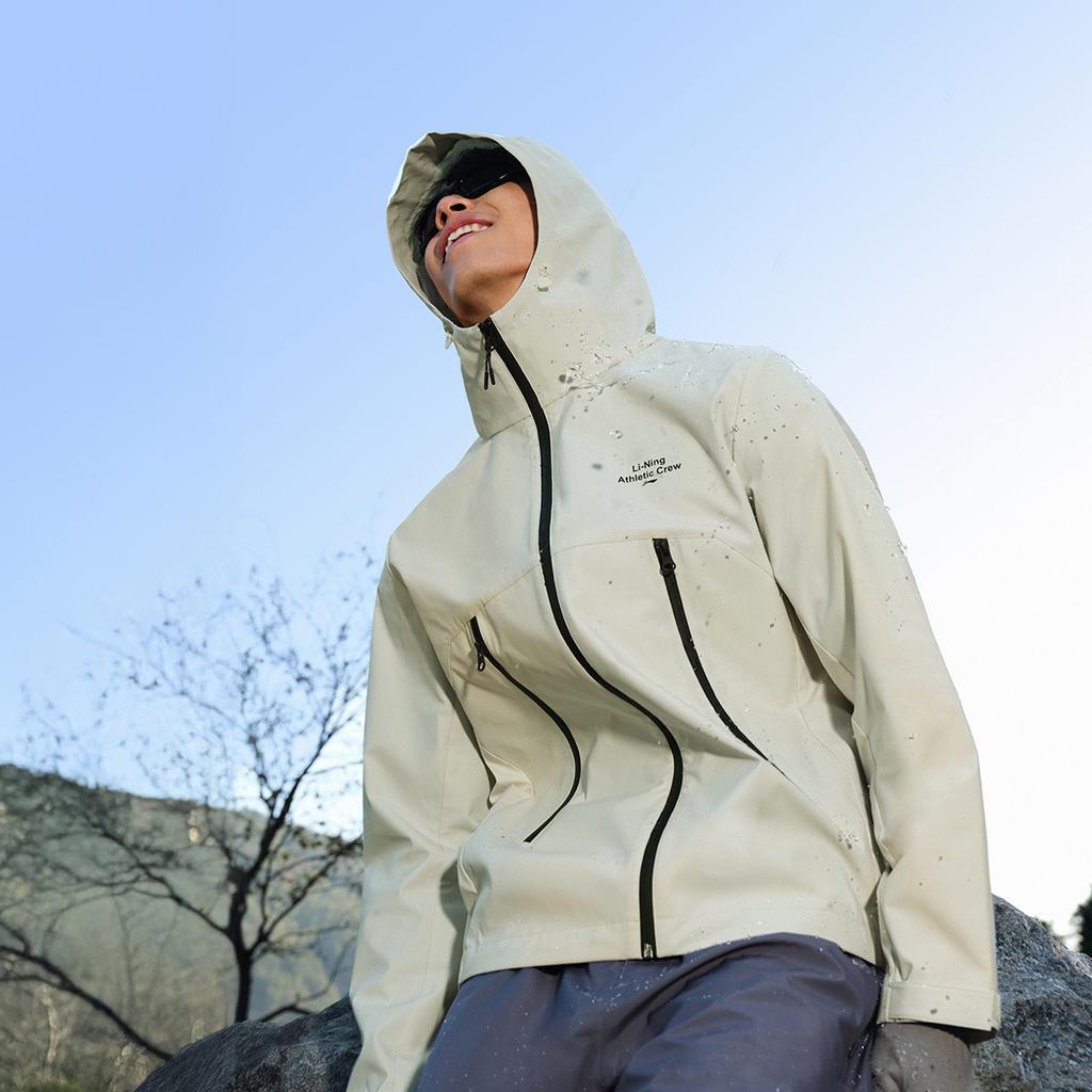 Li-Ning Comfortable Casual Minimalist Hooded Zipper Letter Print Sports Windbreaker Men Outerwear Silver-Gray AFDV451-8