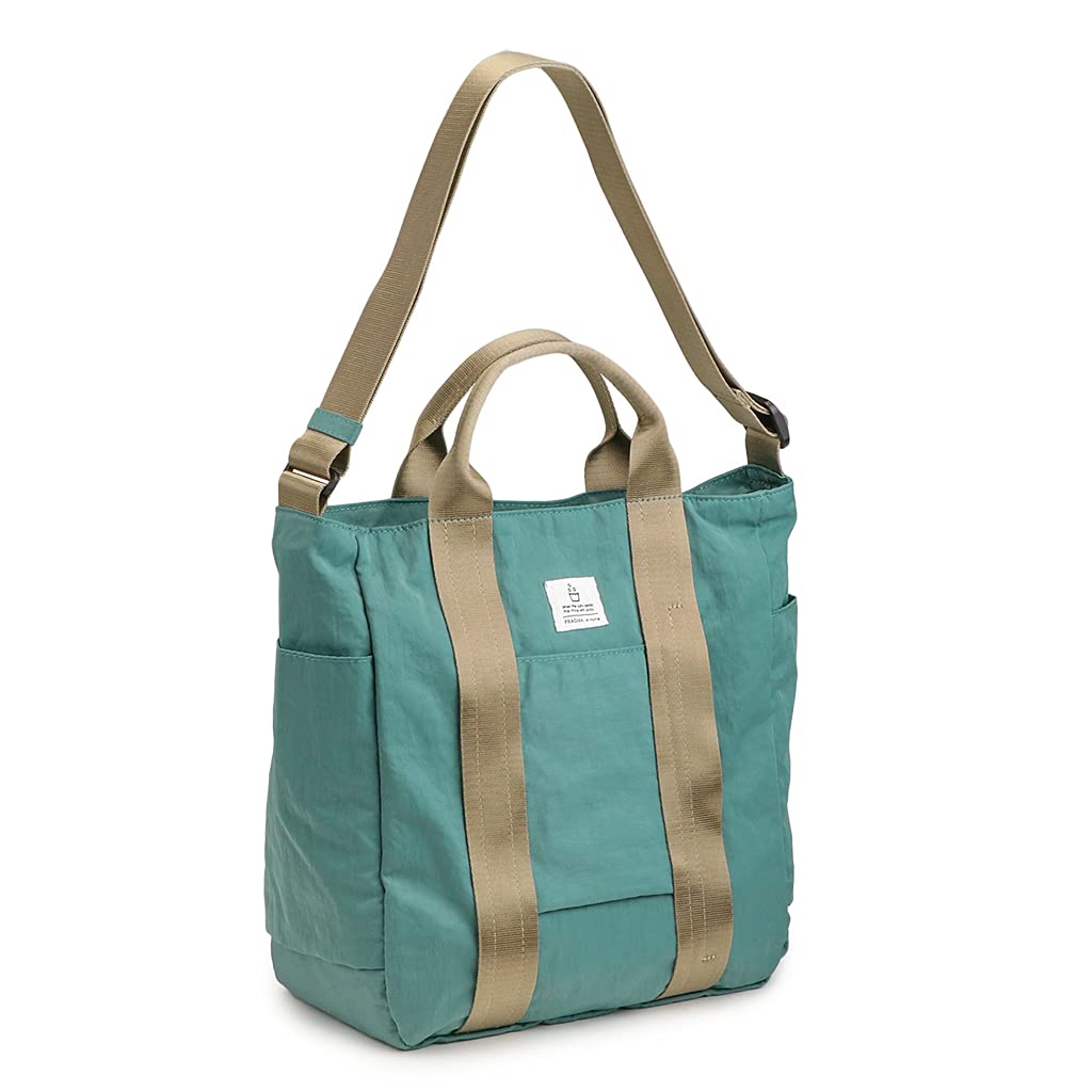 Pragma Washable Lightweight Shoulder Bag for Adult Nylon 2-Way Bag/Tote Women, (Peacock Blue)