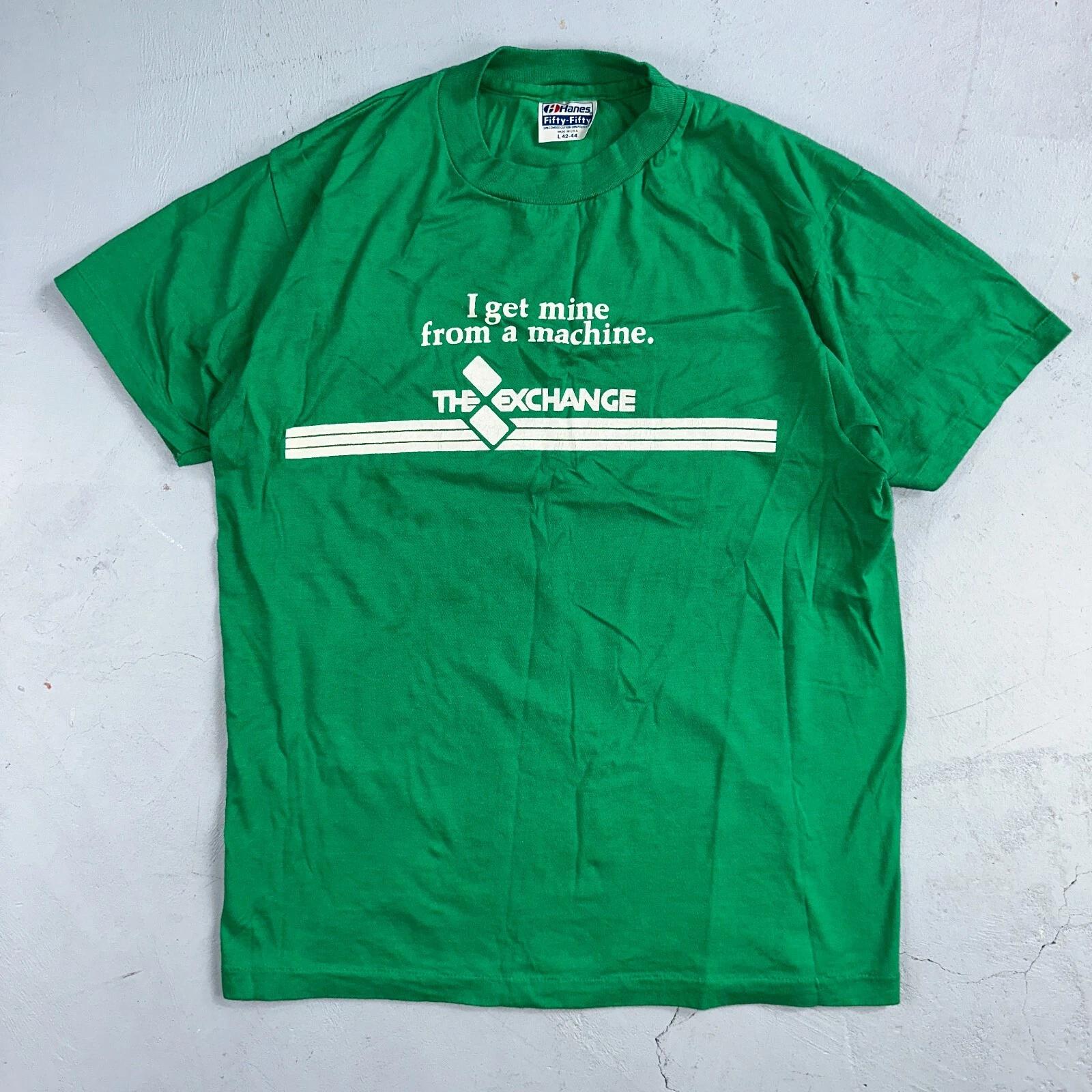 Exchange Money Hanes 80s VTG T Shirt 1980s Single Stitch Bank Machine Promo Rare M