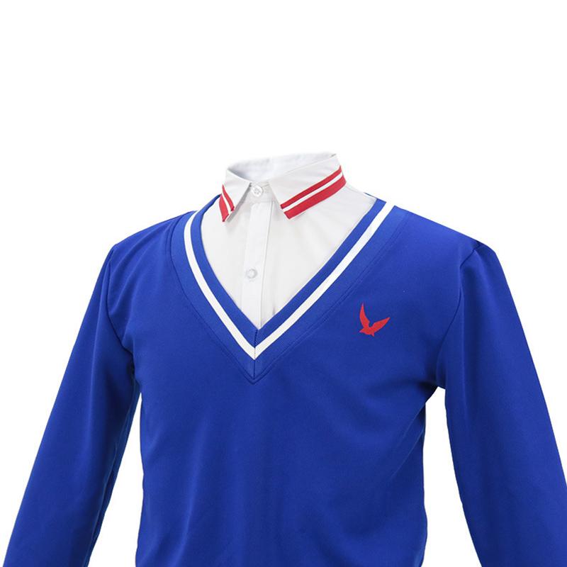Anime Cosplay Costume WONDER EGG PRIORITY Sawaki Momoe Uniform Suit Campus Style Blue Knitted Top
