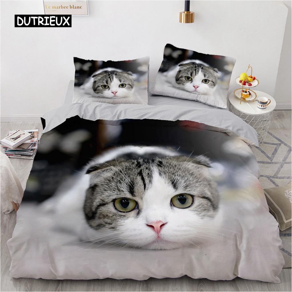 Cute Cat Dog Duvet Cover Bedding Set Animal Pet Duvet Cover Bedding Cover 2/3pcs Comforter Cover Home Decoration Women Children