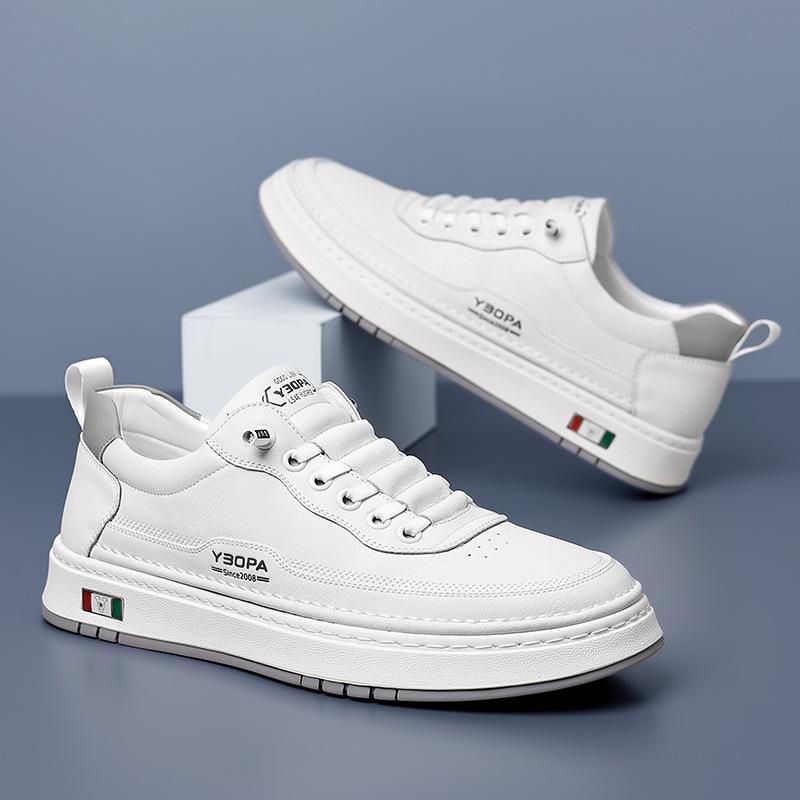 Fashion :2025 New Leather Mens Sneakers High Quality Slip on Walking Shoes Men's Skate Shoes Men Outdoor Leather Fashion Casual Shoes