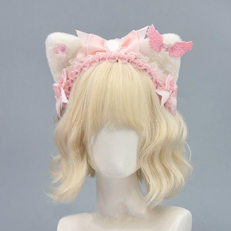 Kitten Anime Headpiece for Party Stage Birthday Face Wash Hairbands Stage Cats Ear Wing Headwear Photo Props