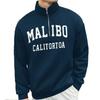 Men's Retro Stand-Up Collar Half-Zip Hoodie - Casual Loose Fit