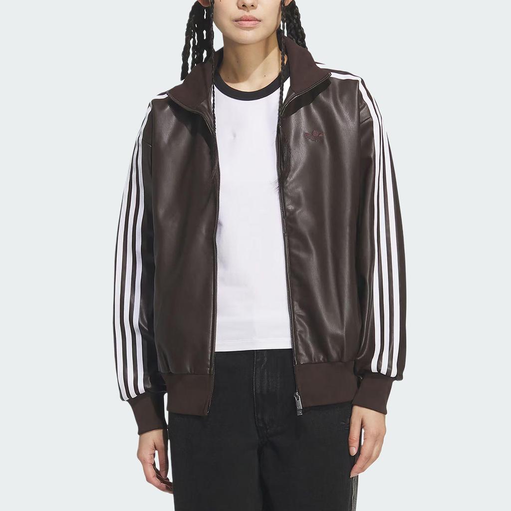 adidas Originals Faux Leather Loose Fit Jacket Unisex Black KQ5473