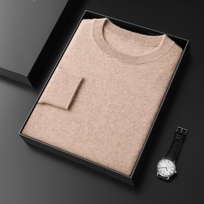 Herren Pullover aus reiner Kaschmirwolle mit Rundhalsausschnitt - Herbst/Winter Business Casual Strickpullover