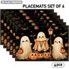 4pcs/6pcs Placemats Suitable for Halloween Themed Table Decor, Bat, Pumpkin & Fall Table, Artificially Sewn/Printed Rectangular Dining Table Protector