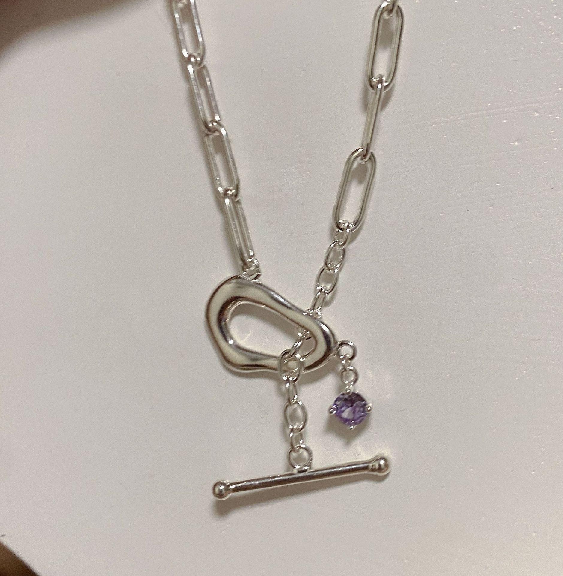 

S925 Sterling Silver Irregular OT Buckle Bracelet 925 Sterling Silver фіолетовий