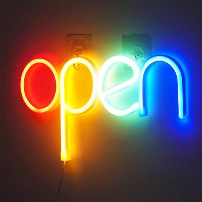 Letrero comercial de neón abierto, luz LED de noche para colgar en la ventana de una tienda, cafetería, bar, restaurante, decoración personalizada, lámpara de neón personalizada
