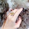 Niche Design Lab-Grown Yellow Diamond 18K Gold Plated Elegant Adjustable Ring for Women