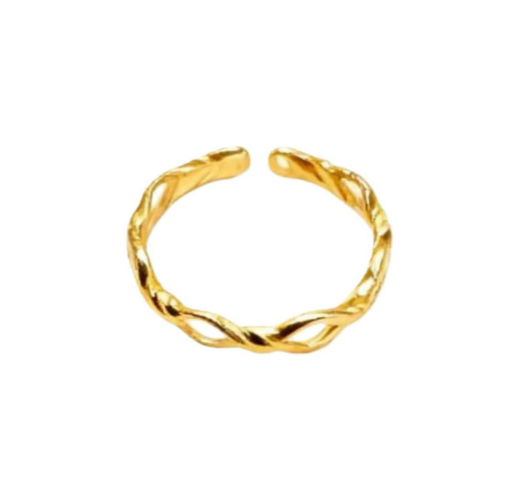 18k Gold & S925 Sterling Silver Wave Ring - Exquisite Minimalist Style for Women