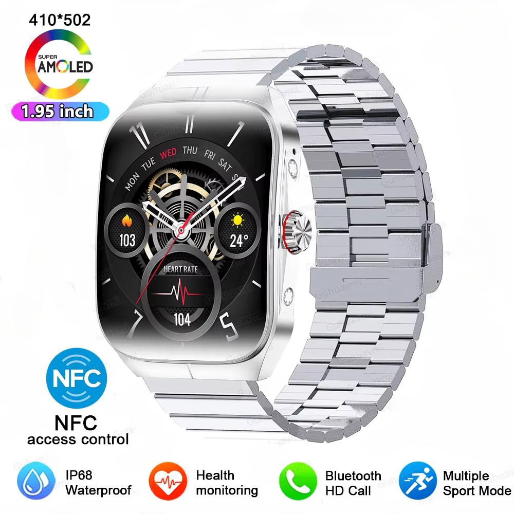 2025 Nové NFC Chytré hodinky AMOLED Displej Vždy zobrazují čas Bluetooth volání Série 9 Hodiny Vlastní ciferník Muži Sport Zdraví Ženy Chytré hodinky