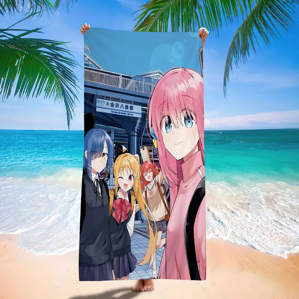 B-Bocchi The Rock Bath Towel Microfiber Soft Water Absorbing Breathable For Girl Kids Decorative Cartoon Beach Towel