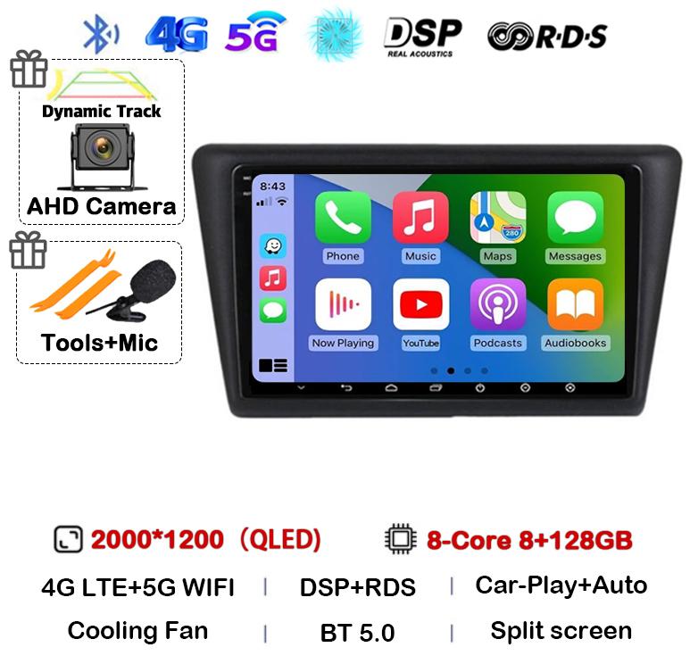 Android 14 WIFI+4G Car Radio For Skoda Rapid 2012 2013 2014 2015 2016 - 2020 Carplay Auto Multimedia GPS Video Player DSP Stereo