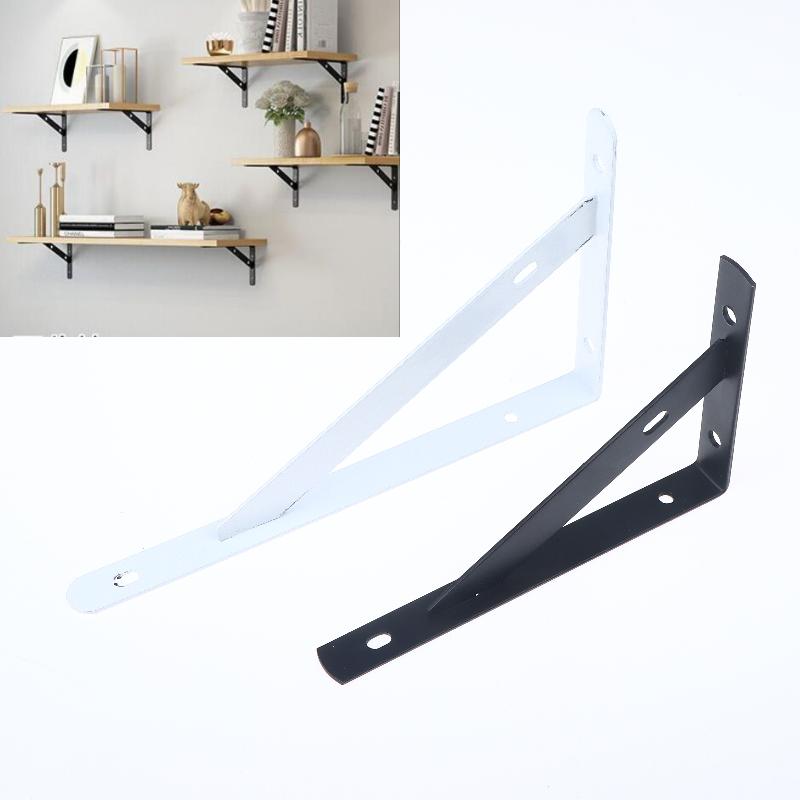 2Pcs Tripod Bracket Shelf Floating Shelf Heavy Duty Black/White Steel For Decorative Wall Mount Joint Angle Without Screws