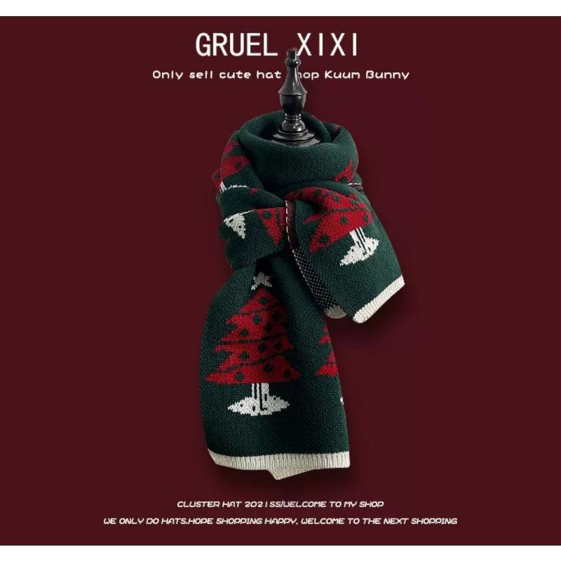 Christmas vibe scarf women's winter new Ankara red scarf long versatile knitted shawl scarf
