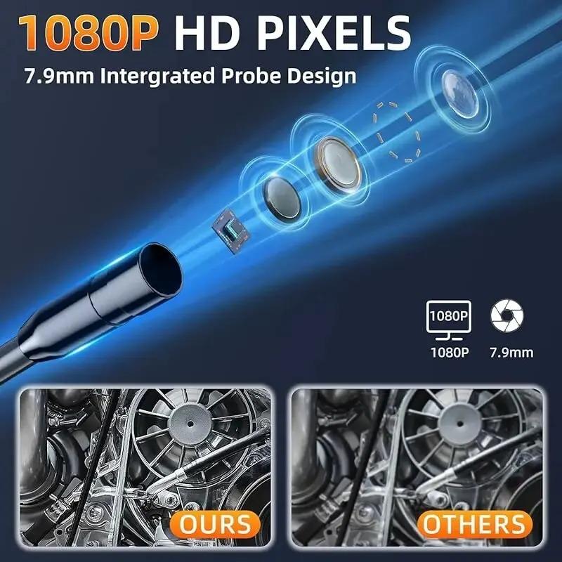 Cameră endoscop industrial 8mm HD1080P 4.3 inch IPS Ecran mare 1080P HD Cameră pentru reparații auto IP67 Curea impermeabilă 8 lumini LED