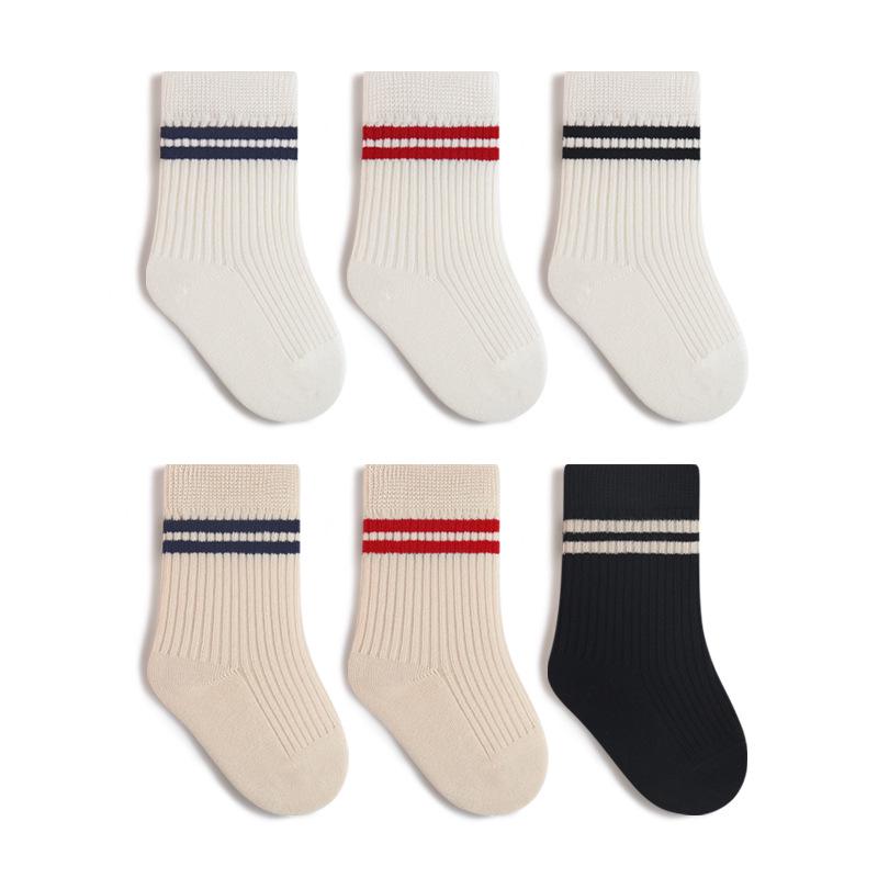 Preppy Style Mid-Calf Baby Socks – Kids' Spring, Summer, and Autumn Boneless Socks for Boys and Girls