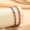Simple Rectangular Garnet Red Zircon Bracelet for Women, Versatile Fashion