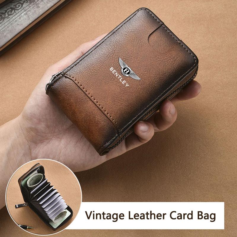 Vintage Läder Kortfodral Bil Förarkortsplånbok RFID-skydd För Nya Bentley Flying Spur Continental GT Bentayga Mulsanne