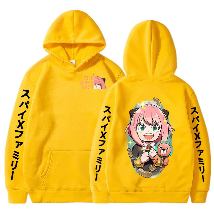 

Японский аниме Kawaii Forger Anya Spy X Family Hoodie Толстовки с капюшоном с рисунком Anya Face Manga Hoodies Harajuku Oversize 4XL жёлтый
