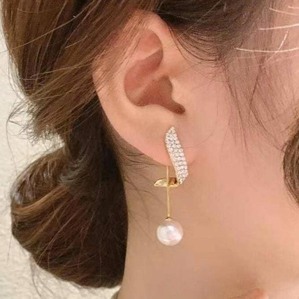 Women's Daily Pearl Drop Cubic Stick Long Earrings