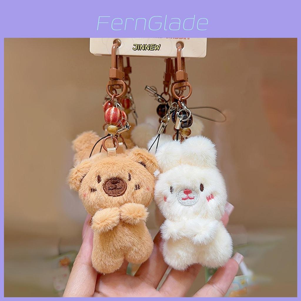 Rabbit Bear Plush Animal Keychain Set With Soft Fur For Kids And Collectors